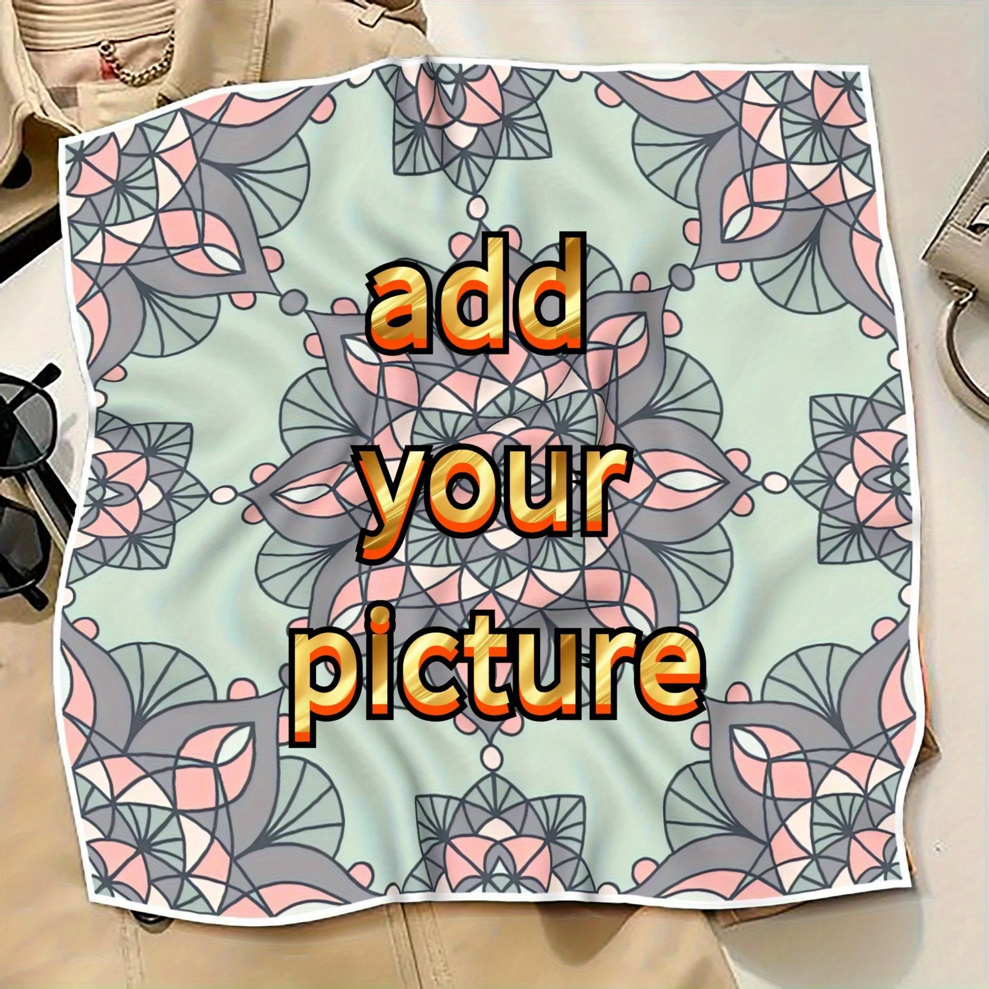 Customized silk scarf - Personalized ladies' square scarf. Photos and patterns - Birthday gift - Anniversary gift - Holiday gift