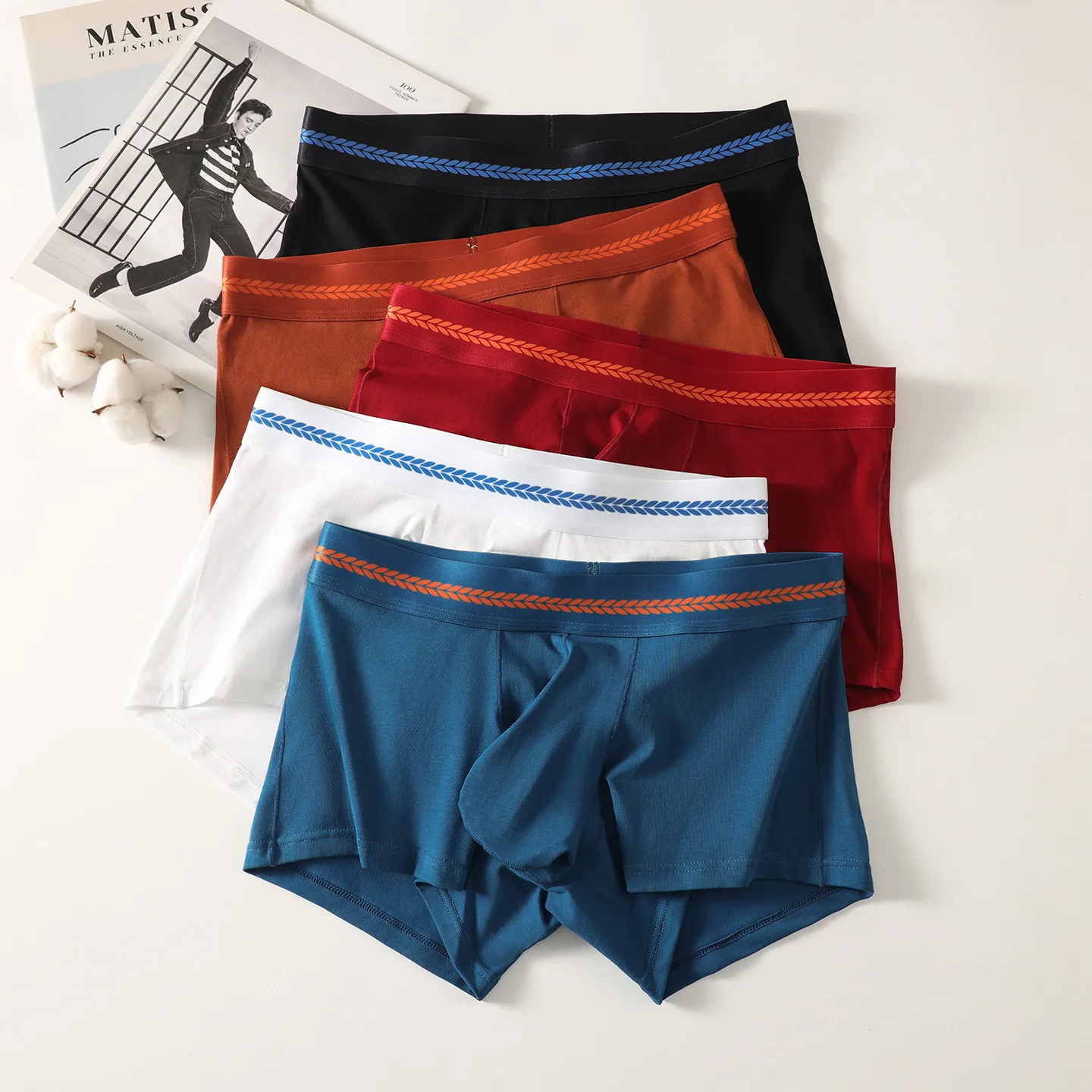 Breathable Men's Cotton Boxer Briefs, Large Pouch Casual Cotton Underwear, Wholesale Available