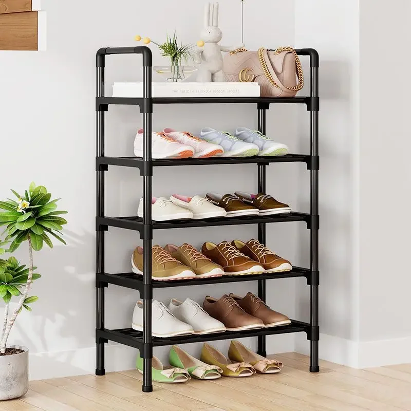 Simple Shoe Rack Metal Shoe Shelf Footwear Shoe Rack Living Room Space Saving Shoes Organizer Stand Holder Black Shoe Shelf