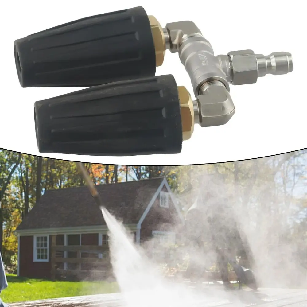 

360°Rotating Dual Turbo Nozzle Pressure Washer 1/4" Quick Connector 2.0 Orifice Twin Turbo Nozzle Stainless Steel High Pressure