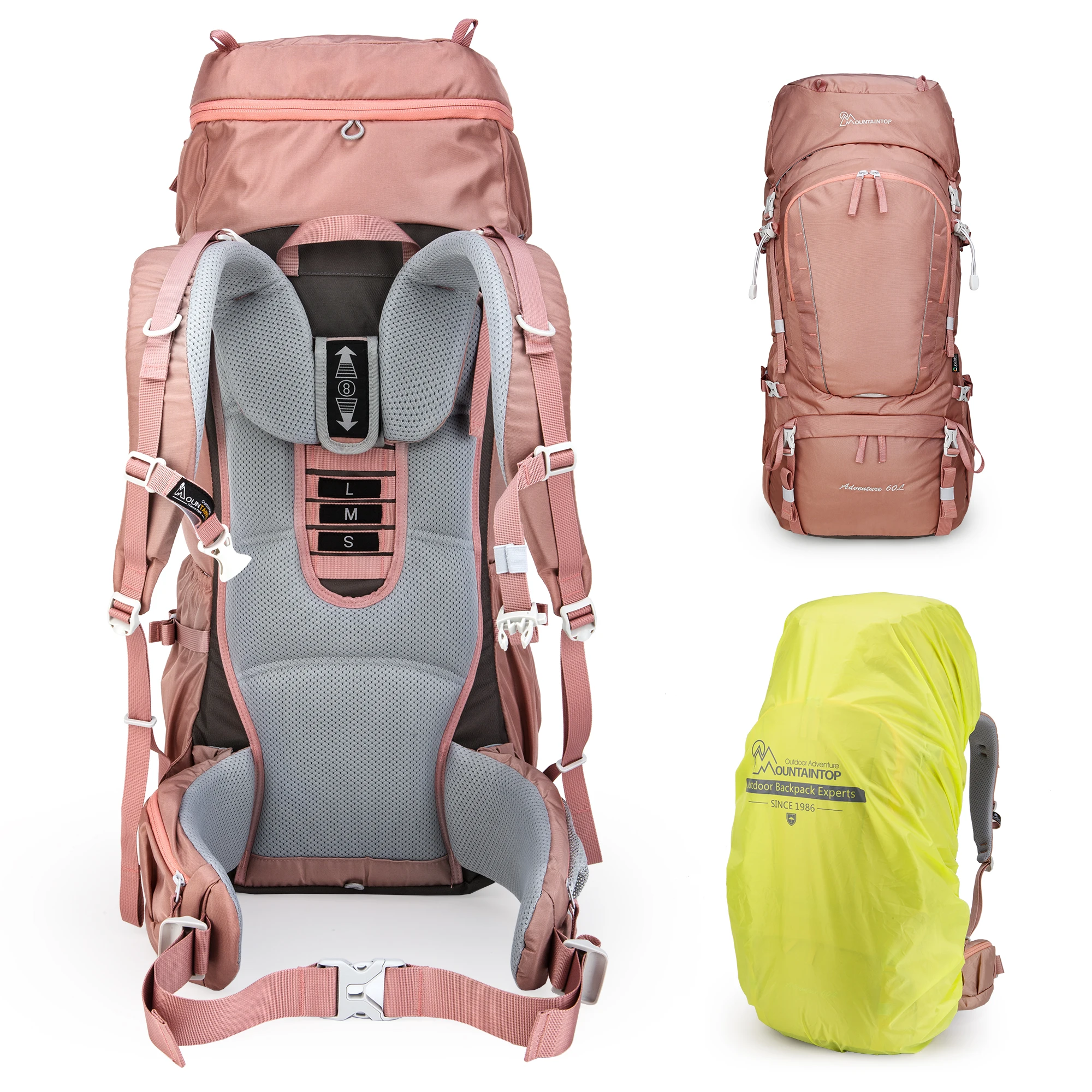 MOUNTAINTOP Hiking Backpack for Women Men's Backpacks Large Capacity 60L for Travel Camping Trekking Climbing Internal Frame Bag