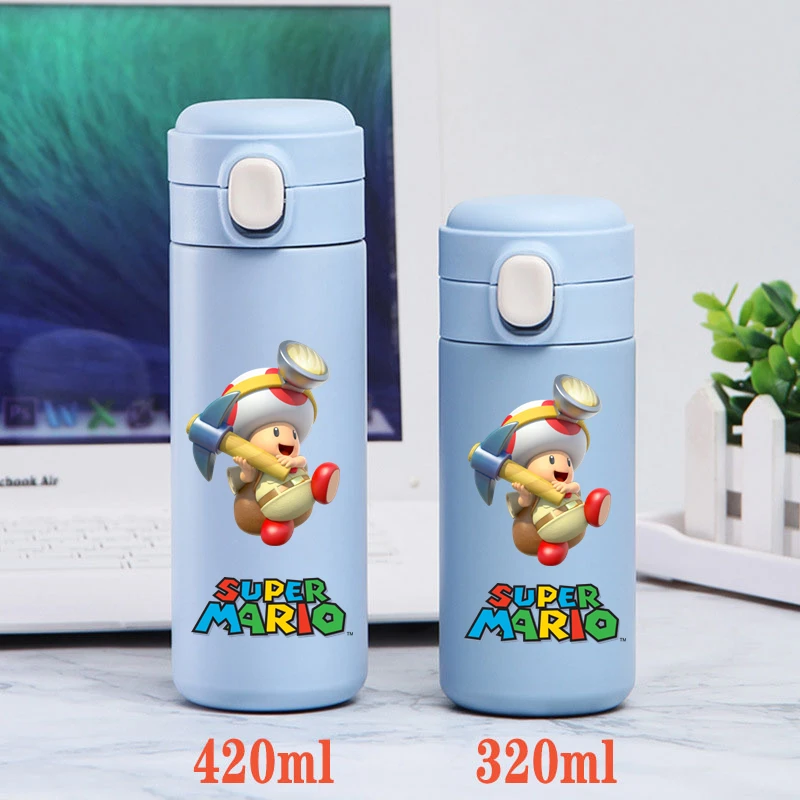 320/420ML Super Mario Bros.Stainless Steel Water Cup Vacuum Thermos Cup Travel Portable Insulated Bottle Keep Warm Cold Cartoon