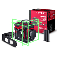 YEVOLT 12/16-Line 3D/4D Green Laser Level 360° Vertical Coverage USB-C Fast Charging Deck Building Anti-Shock Design