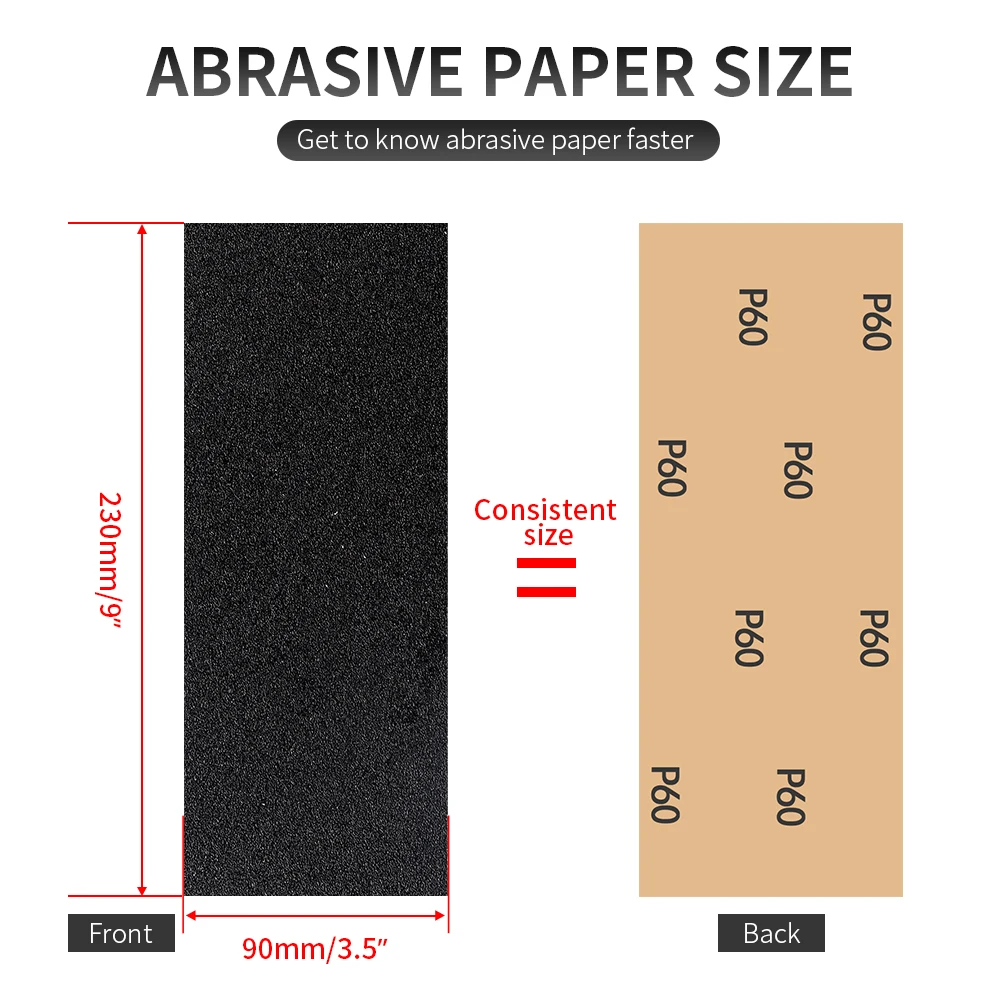 Onnfang 8 stks Water Droog Schuurpapier 9x3.6 inches 19 Grit Waterdicht Schuurpapier Metaal Hout Polijsten Schuurpapier Schuurmiddelen