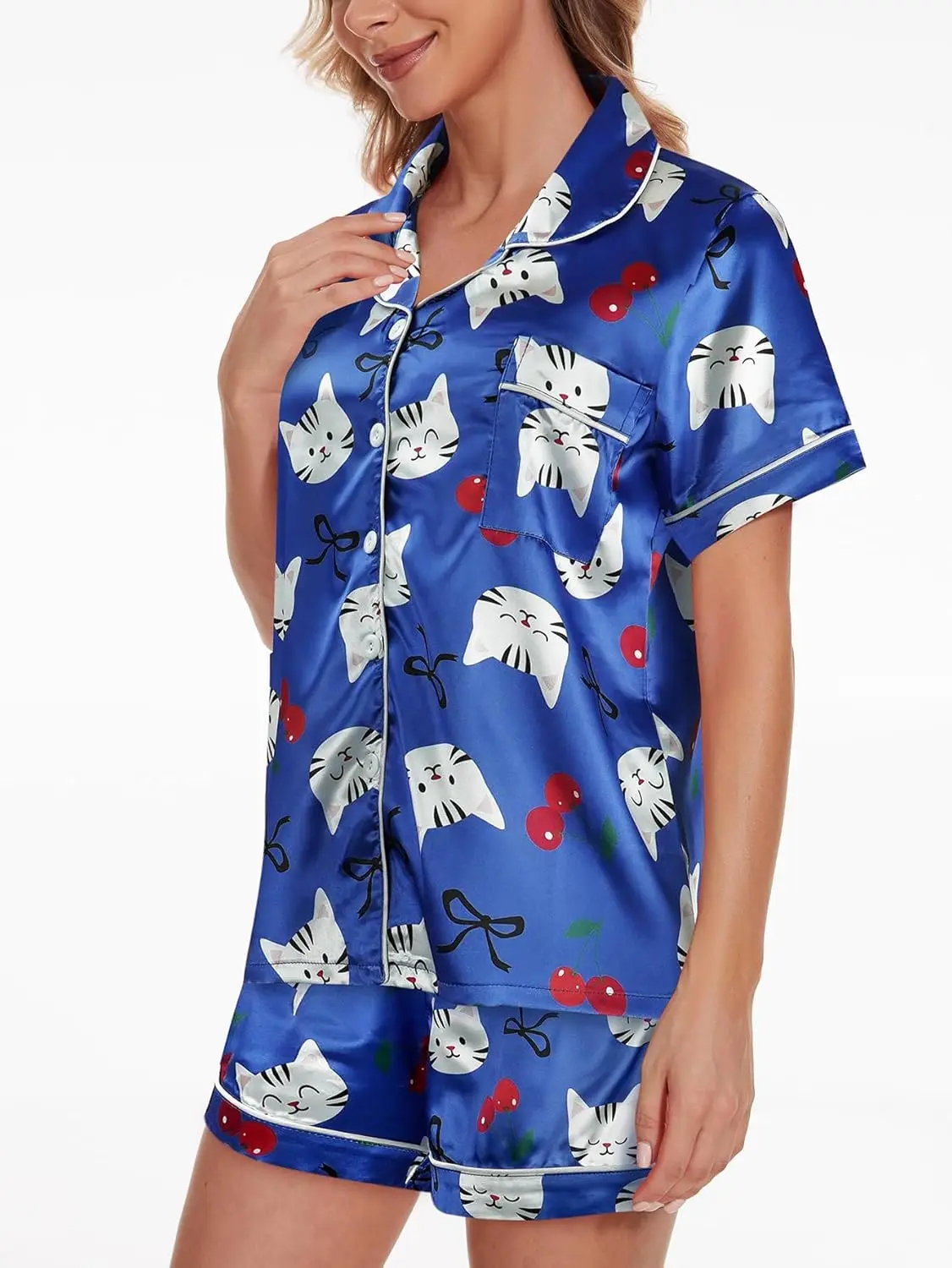 Damski zestaw piżamowy plus size, super miękki, z krótkim rękawem, top i szorty, odzież domowa, dwuczęściowy komplet piżamowy.