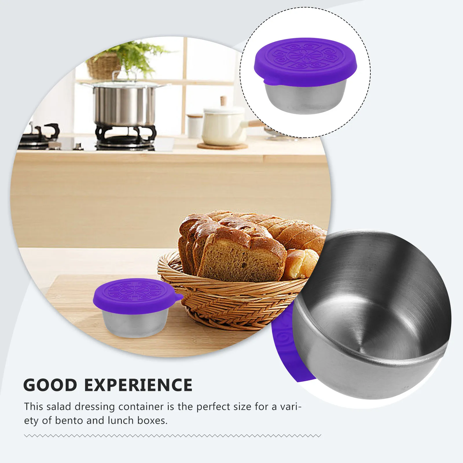 

3pcs Stainless Steel Sauce Cups With Lid Condiment Containers Multi-Function Seasoning Storage Cups Kitchen Party Outdoor