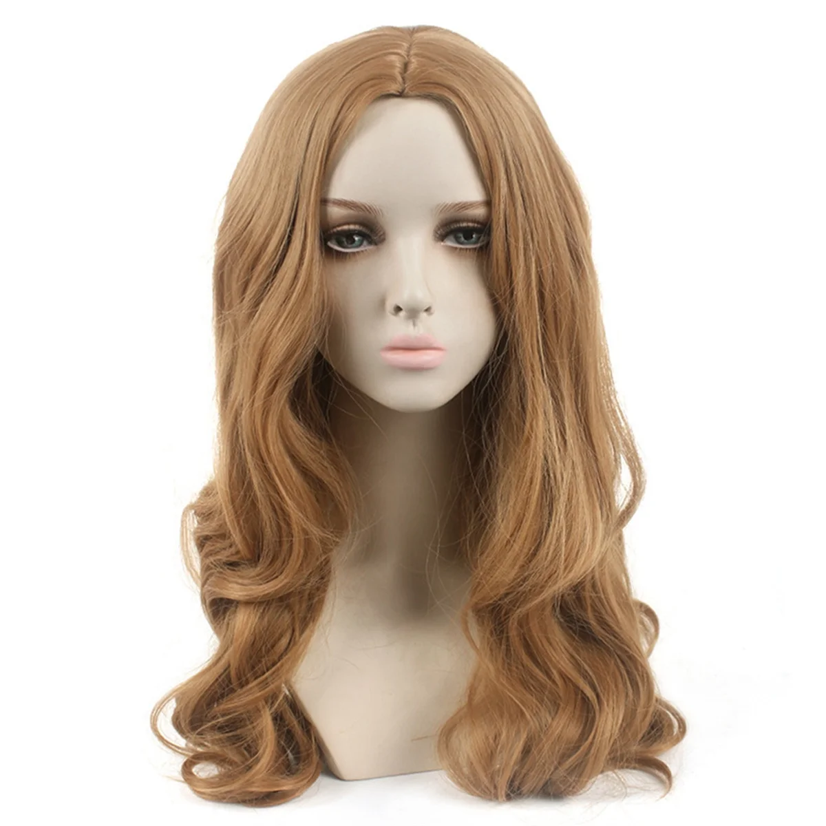 European and American Style Center-Parted Long Curly Hair Chemical Fiber Wig Meghan Cos Flaxen Wig