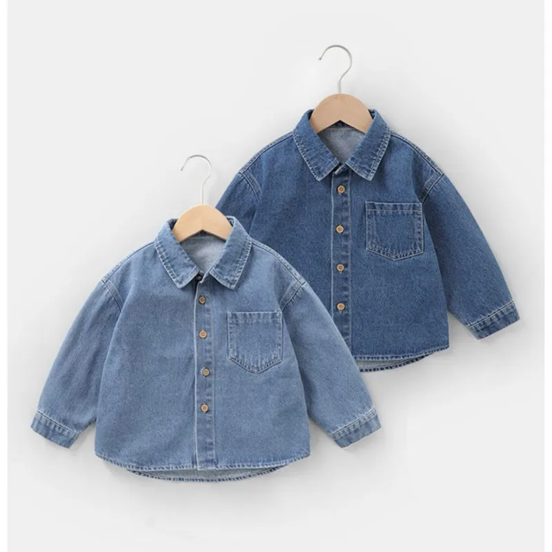 

2024 new spring autumn summer Girls Kids Boys Denim Pockets shirt coat comfortable cute baby Clothes Children Clothing