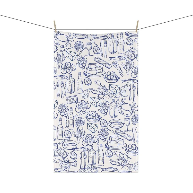 Blue Sardines Subtle Fuck Beach Days Tea Towel Boho Kitchen Decor Anti Trump Mom Home Decor French Seaside Towel Mothers Day
