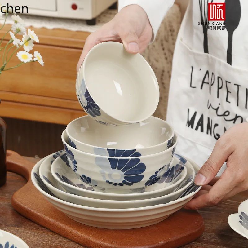 ceramic tableware bowl and plate for home underglaze color bowl and plate suit