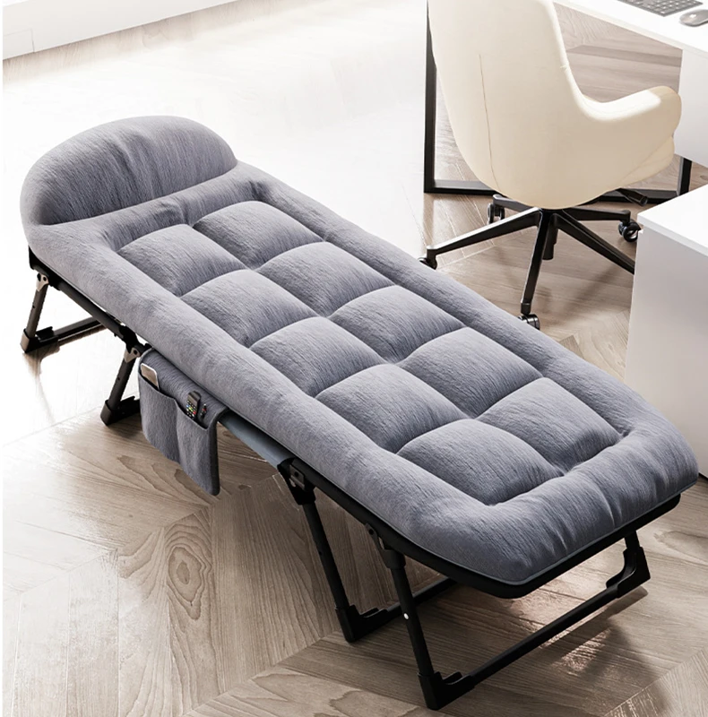 2025 Portable Camping Cot Mattress Multi-Gear Adjustable Recliner with Steel Frame Foldable for Home Office or Guest Nap