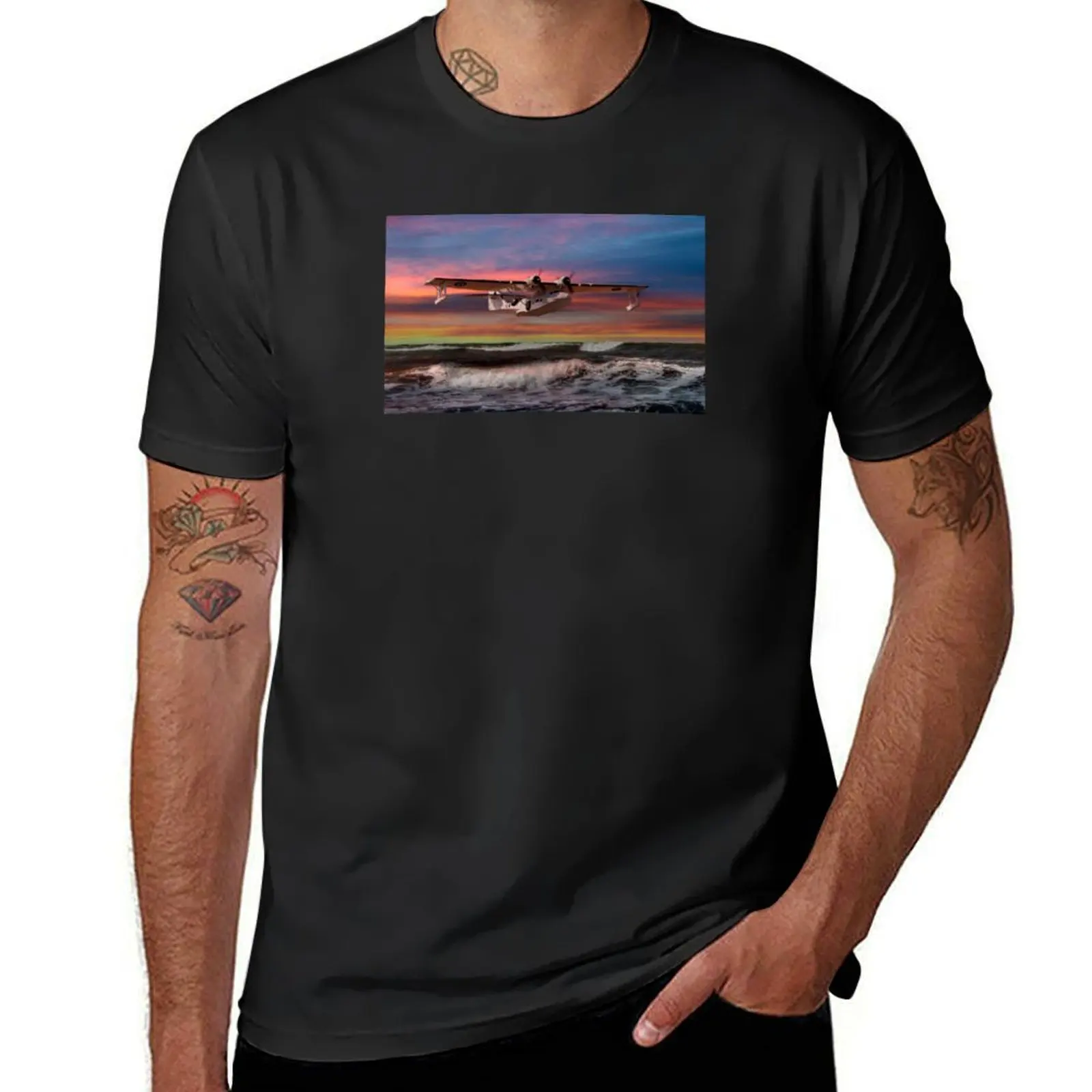 

Catalina Flying Boat at Sunset (RAF Version) T-Shirt Personalized t-shirt new edition basketball graphic tees T-shirt men
