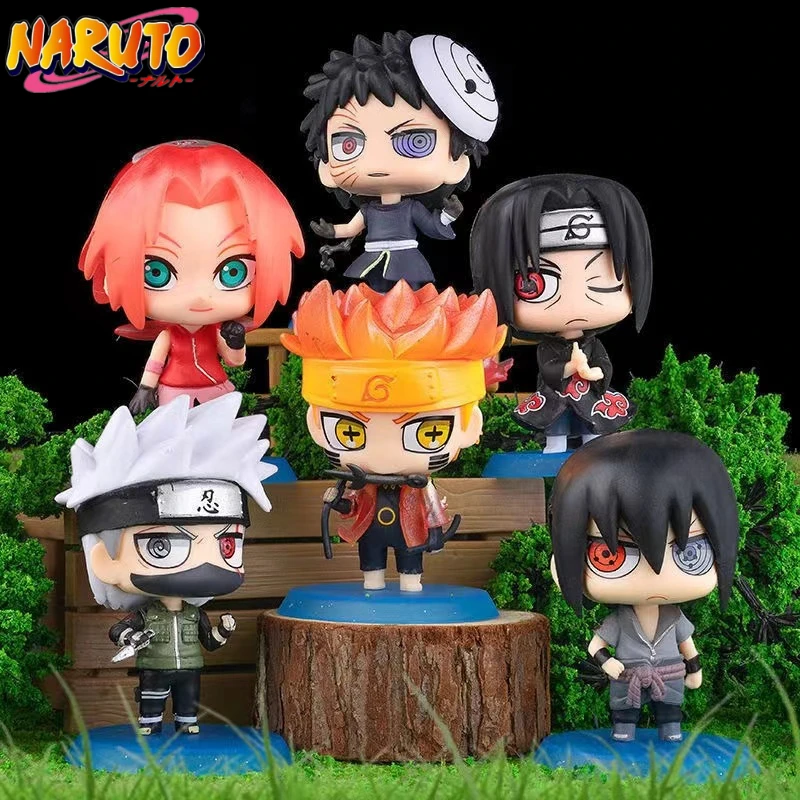 6pcs/set Naruto Anime Figure Itachi Uchiha Sasuke Kakashi Haruno Sakura Action Figure Model Dolls Cake Decoration Kids Toys Gift