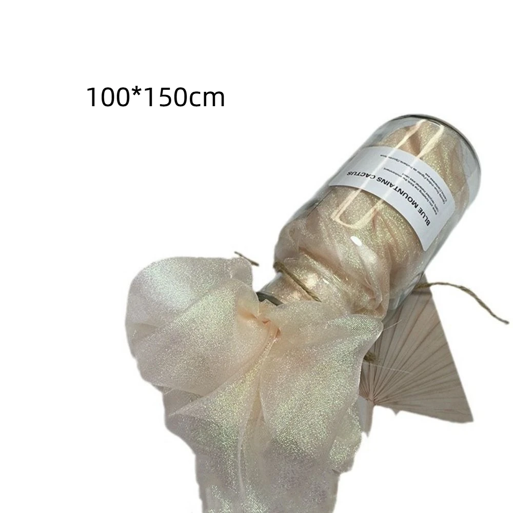 Creative Colorful Laser Organza Fabric Silk 100*150cm Cloth Fabric Gradient Color DIY Material Stage Background