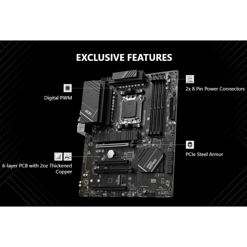 Micro Center AMD Ryzen 7 7700X 8 núcleos 16 threads AM5 5,4 GHz processador de mesa desbloqueado com MSI PRO B650-P WiFi