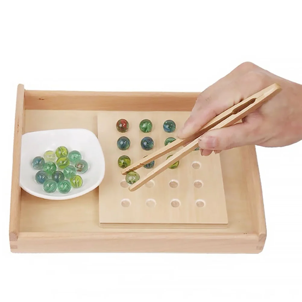 

6 Pcs Wooden Tweezers Kids Toys Tool Fine Motor Skill Training Clip Beads Tongs Safe Long Term Use Parent Child Game