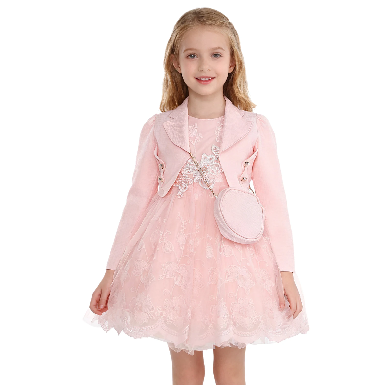 Meisjes bloemen geborduurde jurk kerstoutfits jurk feestavond prom dansjurk set festival prinses feestkostuums