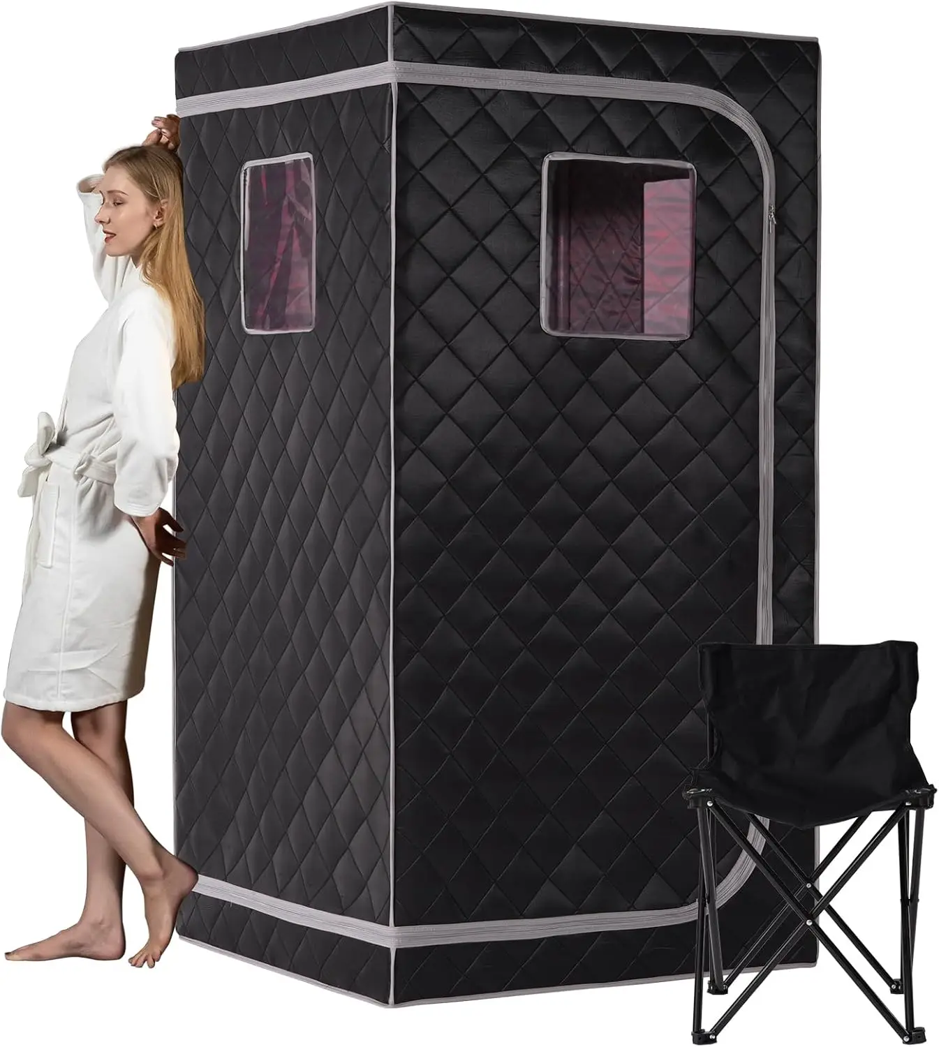 Portable Infrared Sauna for Home Spa Personal Indoor Saunas with Separate Heating Foot Pad and Reinforced Chair for Relaxation