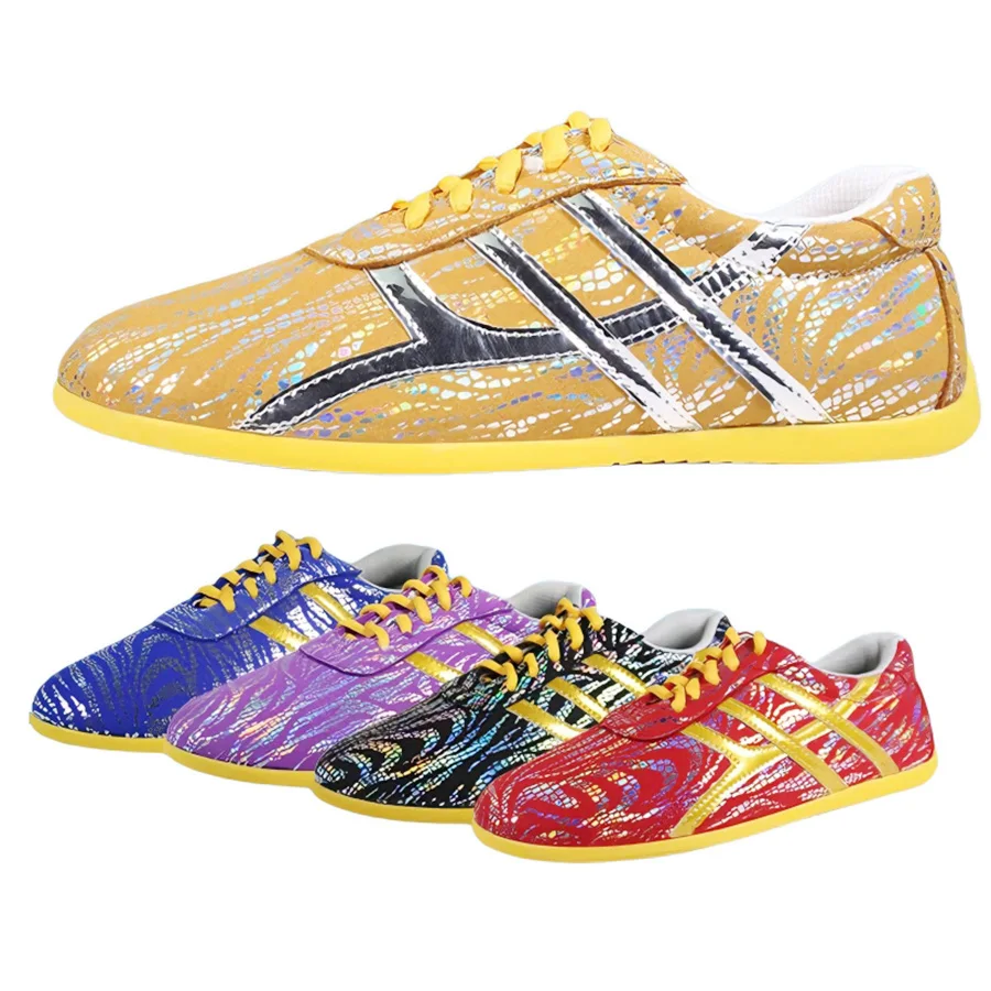 USHINE Children Women Taichi Genuine Leather Kung Fu shoes Martial Arts Footwear Chinese Style Gymnastics Shoes Taolu Shoes Men
