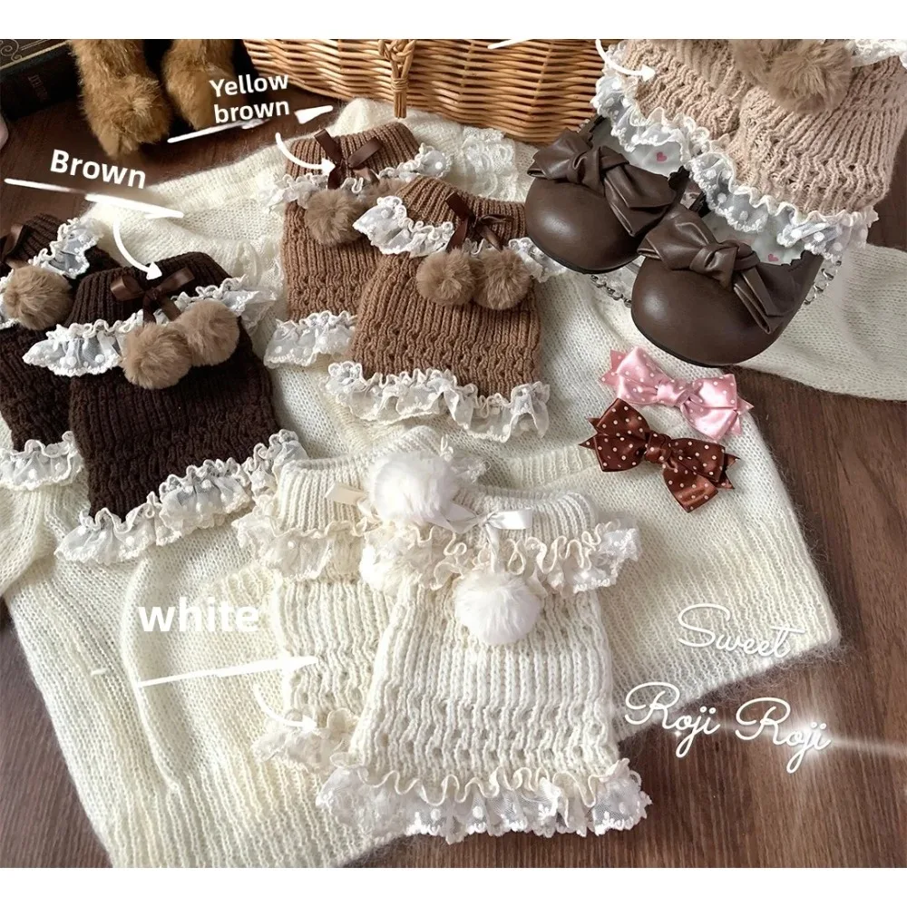 새로운 오리지널 일본식 스위트 로리타 레이스 플러피 볼 양말 여성용 가을 레그 워머 JK 귀여운 레깅스 Y2K 소녀 사랑스러운 양말