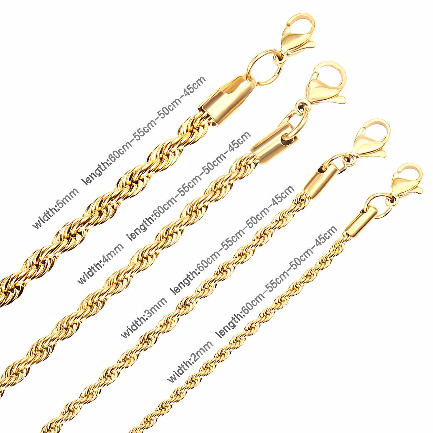 ASONSTEEL 1pcs Gold Plated Stainless Steel Twist Rope Cuba Link Chains Necklaces For Women Men Choker Jewelry Trending Wholesale