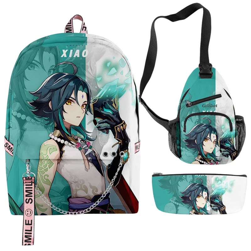 

Hip Hop Popular Funny Genshin Impact 3D Print 3pcs/Set School Bags multifunction Travel Backpack Chest Bag Pencil Case