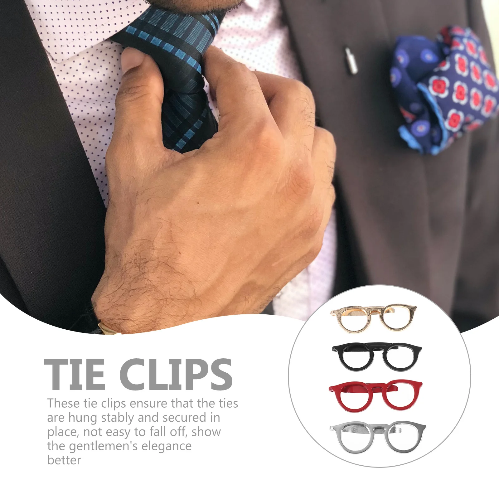 

4Pcs Tie Bars for Men Exquisite Workmanship Tie Clip for Suit Secure Not Easy to Fall Off Fashion Accessory Necktie Clips