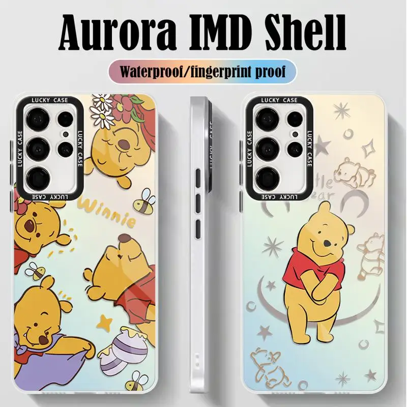 Winnie Lotso Pooh Bear Stitch Phone Case for Samsung Galaxy S24 S23 Ultra S22 Plus S21 S20 FE A50 Iridescent Laser Funda