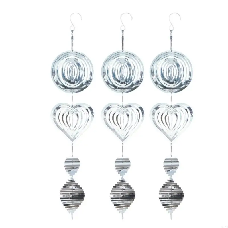 Anti Bird 3D Rotating Spinners Reflective Stainless Steel Rustproof Yard Decoration C5AD