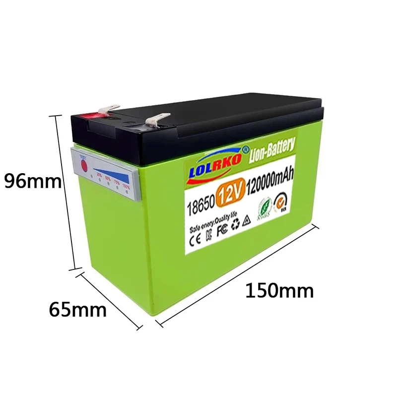 12V Battery 50Ah 18650 lithium battery pack suitable for solar energy and electric vehicle battery power display+12V3A charger