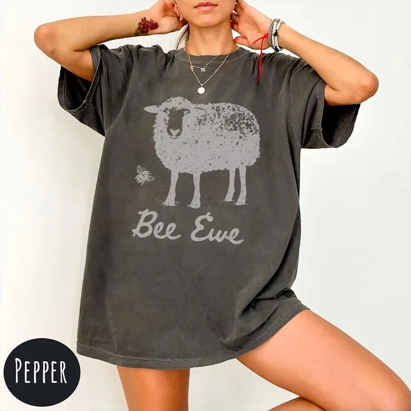 Funny Sheep Pun T-Shirt 2026 Summer Men's and Women's Loose and Breathable T-shirt Top