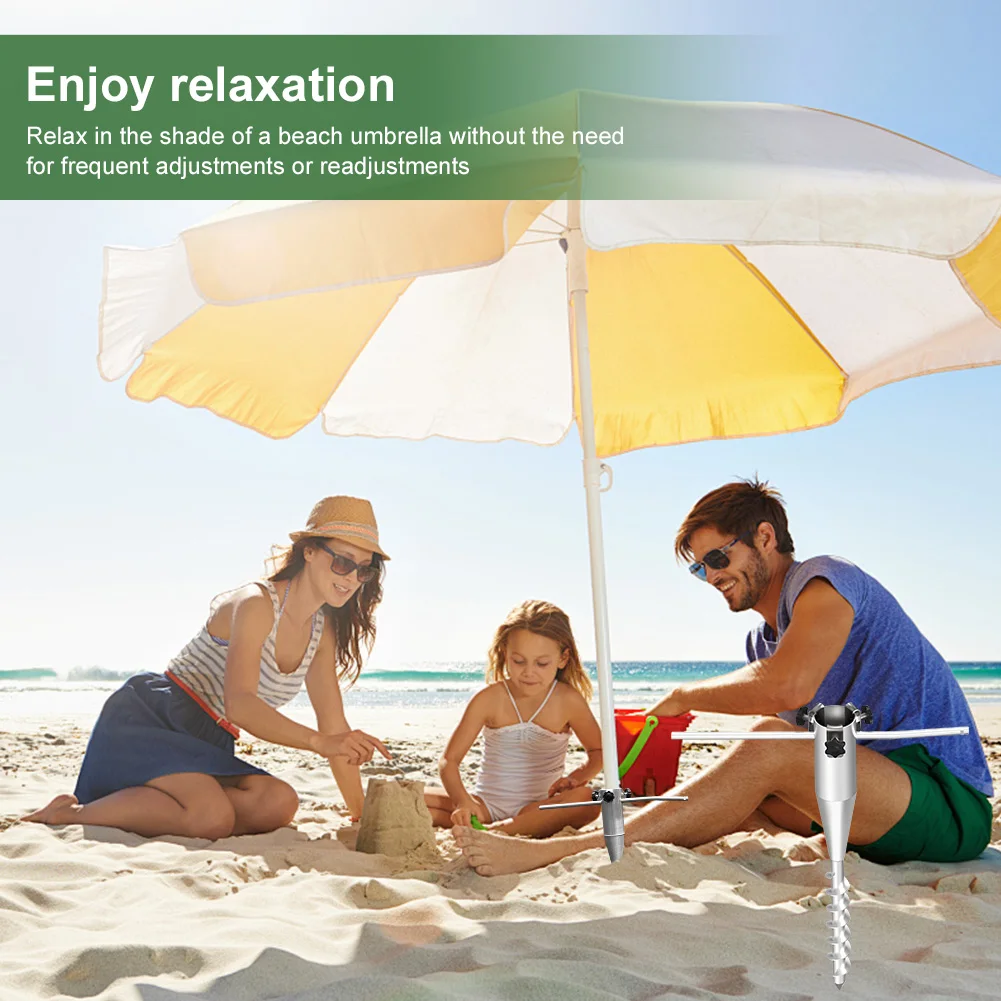 مظلة الشاطئ مرساة رملية بدون حفر مظلة معدنية حامل مرساة أرضية رملية للشاطئ شديدة التحمل لقاعدة مظلة الفناء #3