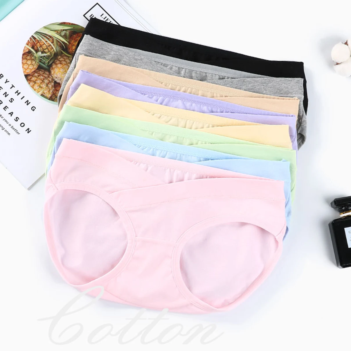 3pcs Cotton Maternity Panties V Style Low Waist Belly Pregnant Panties Briefs for Pregnant Women Solid Color Underwear Clothes