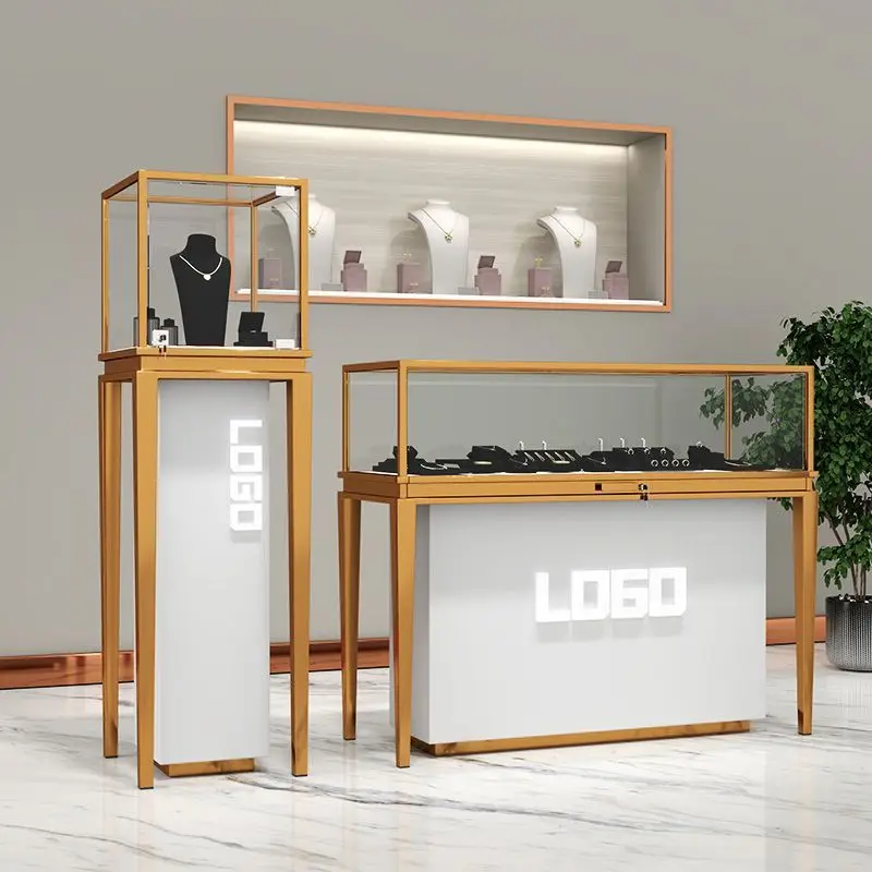 

Customized. Stainless steel jewelry watch Jade antique mobile phone glasses store display cabinet product showcase counter