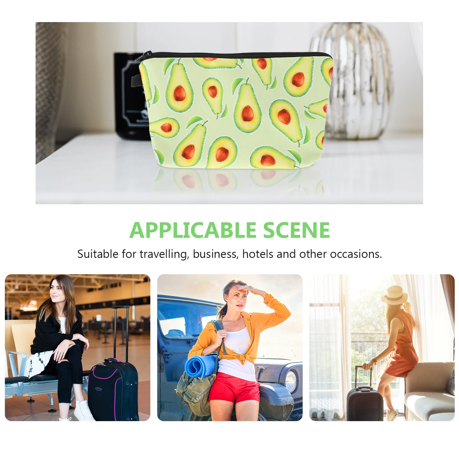 

Avocado Polyester Travel Makeup Bags Storage Toiletry Simple Makeup Bag Multipurpose Storage Bag Gifts Birthday