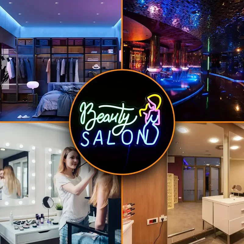 Salon kosmetyczny Salon Neon Studio Neon dekoracja ścienna biznes Neon sklep ścienny w stylu Art Deco