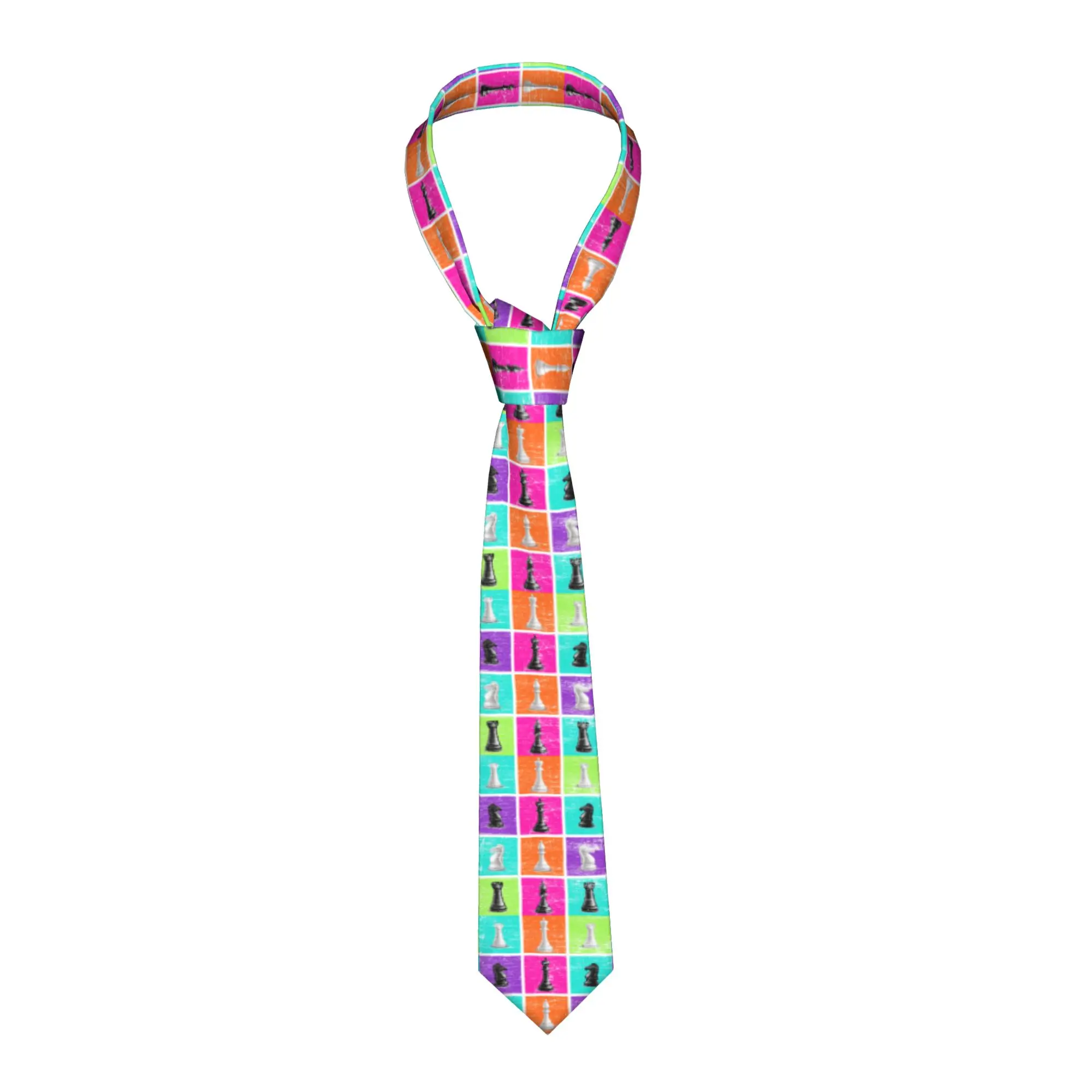 

Формальные ретро-галстуки с шахматными фигурами для мужчин, персонализированные шелковые галстуки с шахматной доской, свадебные галстуки
