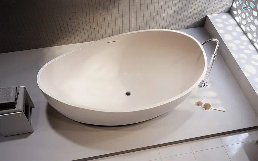 Bathtub Stone Terrazzo Custom Size Small Stone Bathroom Freestanding Acrylic Bathtub