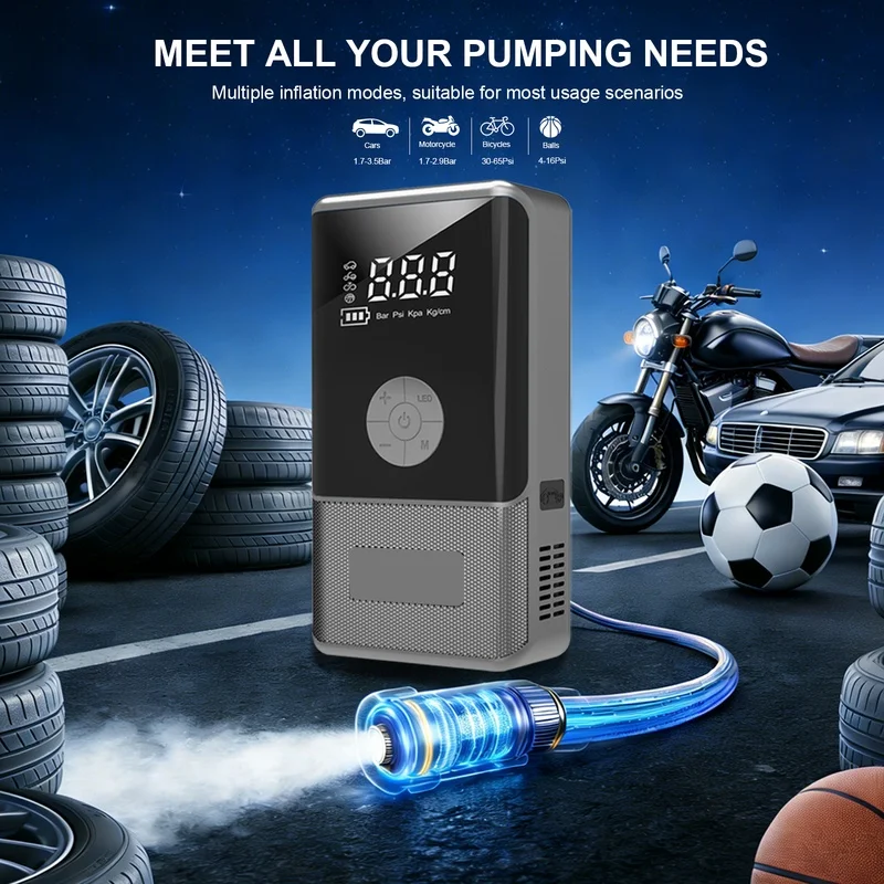 4-in-1 Car Jump Starter Air Pump 150PSI Tire Inflator 12V 240A Battery Booster Power Bank LED Emergency Light