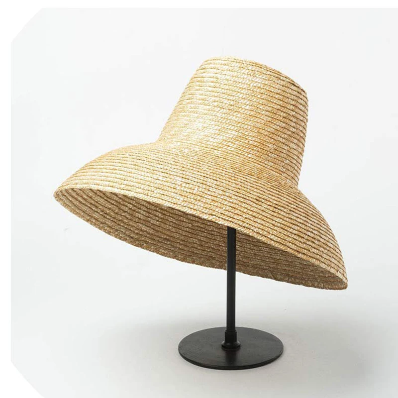 Popular Lamp Shape Sun Hat For Women Big Wide Brim Beach Hat High Top Straw Hat Uv Protection Hat