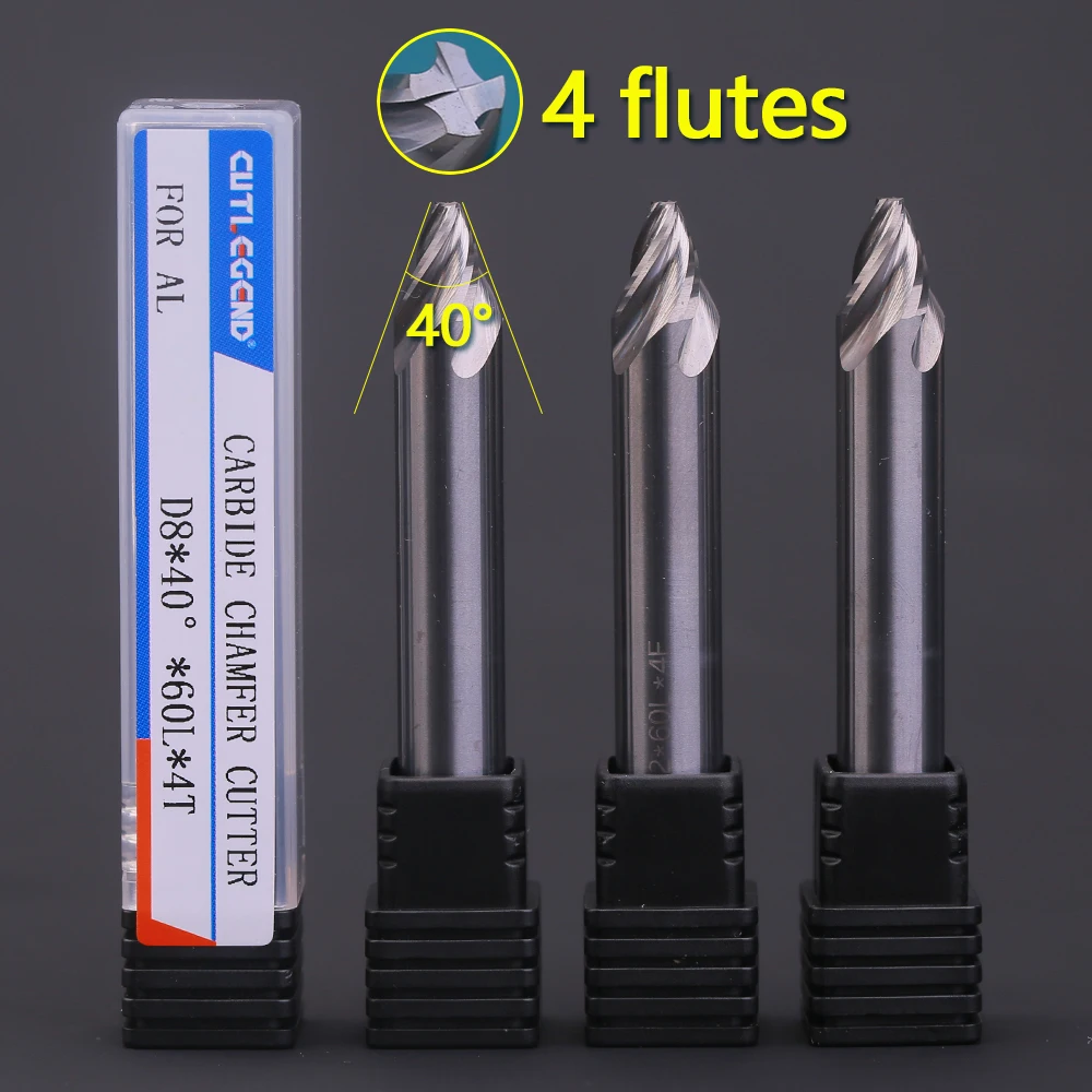 

Chamfer Milling Cutter 40 Degree 4 Flutes Spiral Groove Carbide Corner Countersink Chamfering Mill Deburring Edges For Aluminum