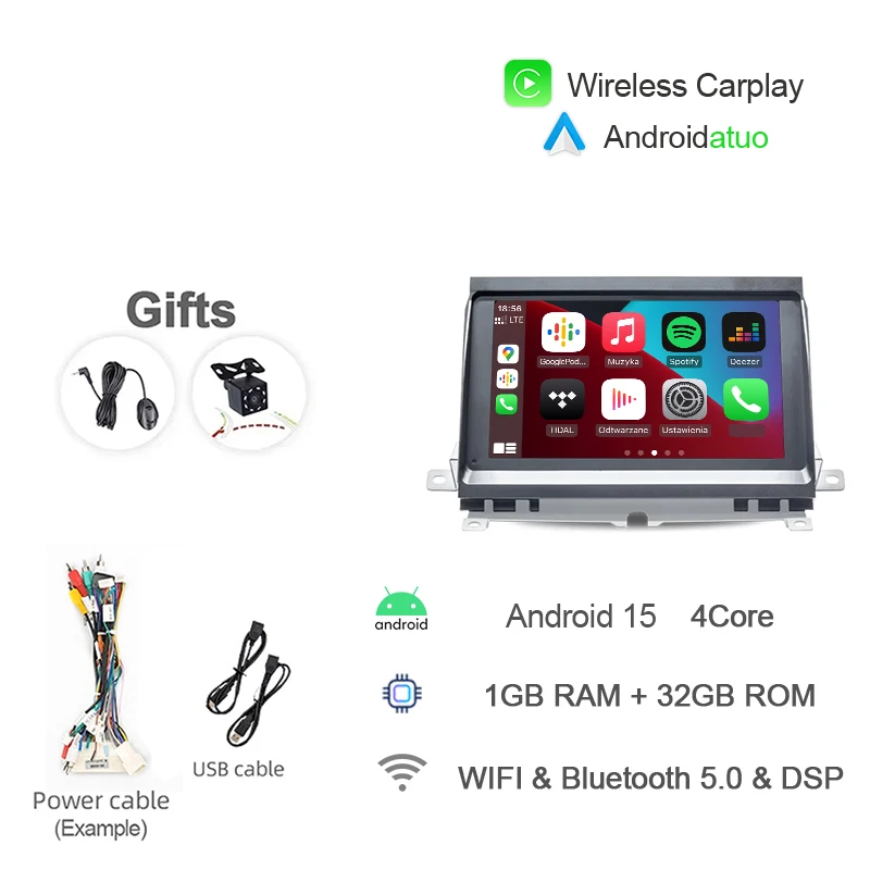 Android 15 CarPlay Auto Multimedia Speler GPS Wifi 8 GB Navigatie Bluetooth Autoradio Voor Land Rover Discovery 3 LR3 2004-2009