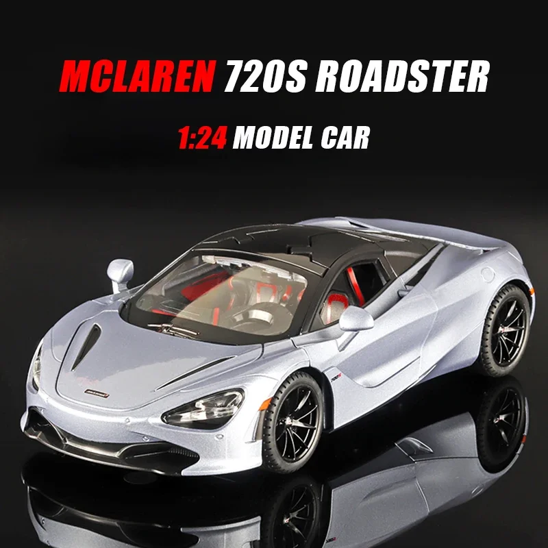 1:24 McLaren 720S Metal Sports Car Alloy Model Car Diecast Vehicle Simulation Sound And Light Toy Ornaments Boys Children\'s Gift