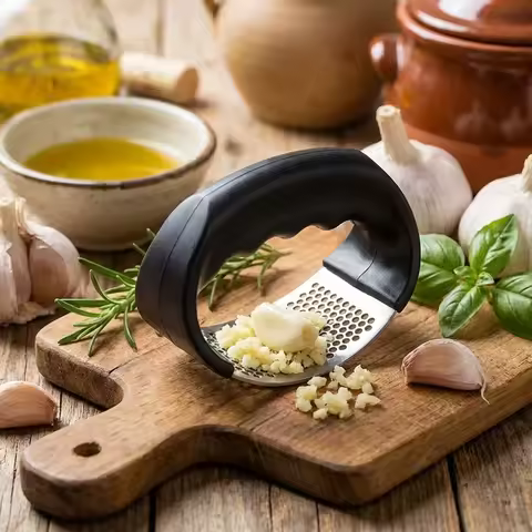 Manual Garlic Press Stainless Steel Garlic Mincer Ergonomic Handle Garlic Crusher For Homemade Garlic Paste Kitchen Gadget Easy