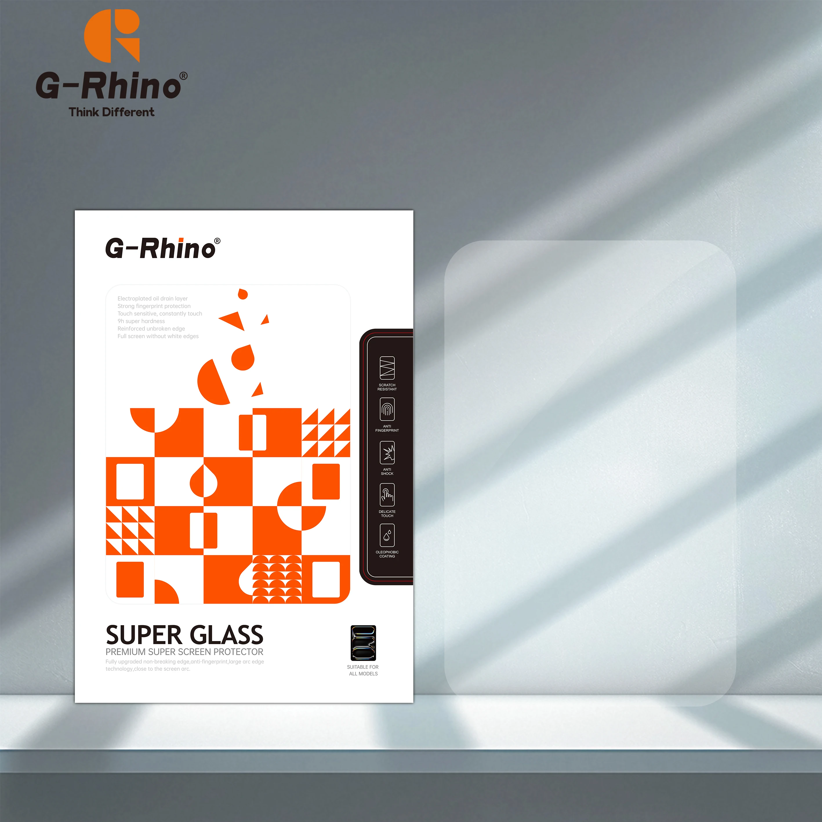 G-Rhino HDガラススクリーンプロテクター、傷防止HD硬度、エッジtoエッジフィット、全iPadモデル対応の究極の保護