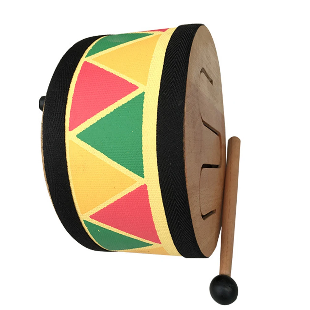 

Three Tone Drum Wooden Toy Bright Color Design Baby Musical Instrument Toy Hand Knocking Educational Playset Child Fun