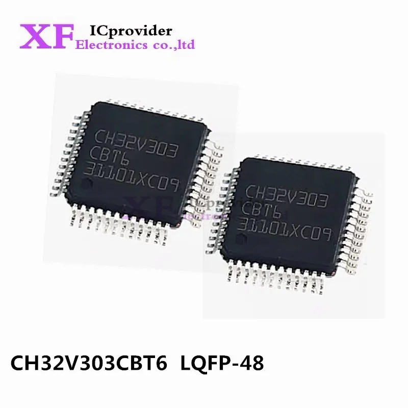 CH32V303CBT6 CH32V303 CBT6 CH32V LQFP-48  de mrocontrolador, em estoque, atacado, 2-100pcs