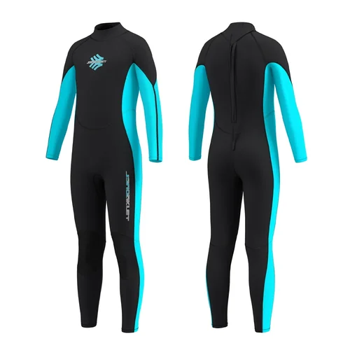 Imagen 2 del producto Traje de neopreno de 3mm para niños y niñas, traje de neopreno térmico de una pieza con cremallera trasera para deportes acuáticos, snorkel, natación y surf