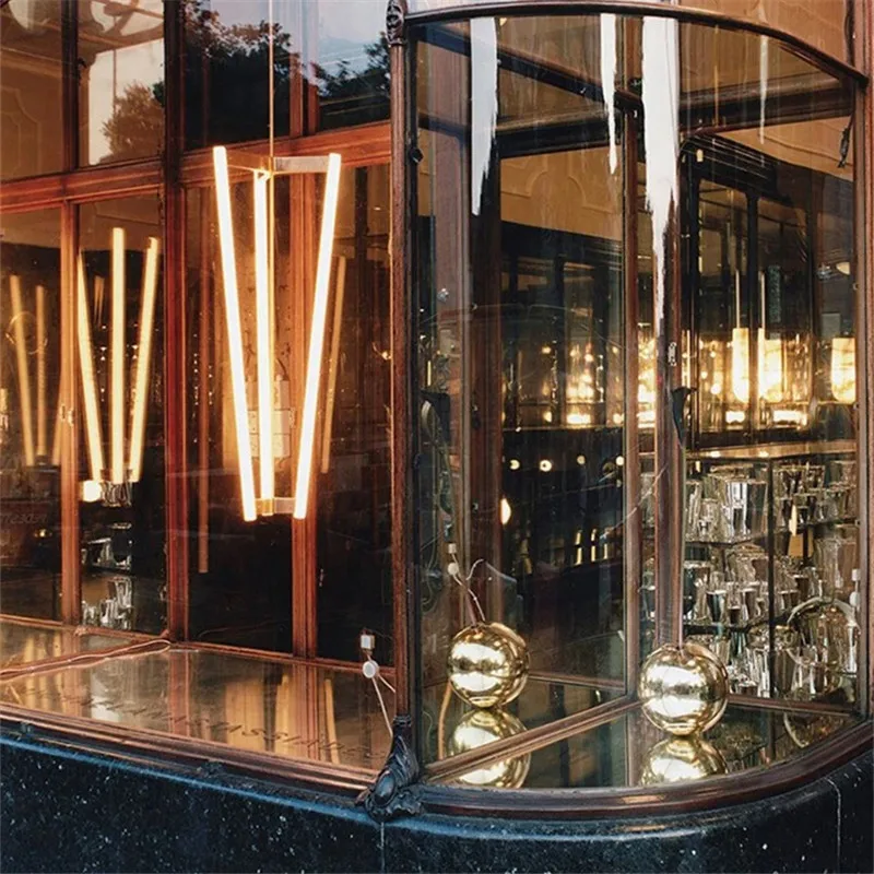 Creative LED Pipeline Pendant Light Minimalist model tube Chandelier for Loft Living Room RestaurantBedroom office Showroom Lamp