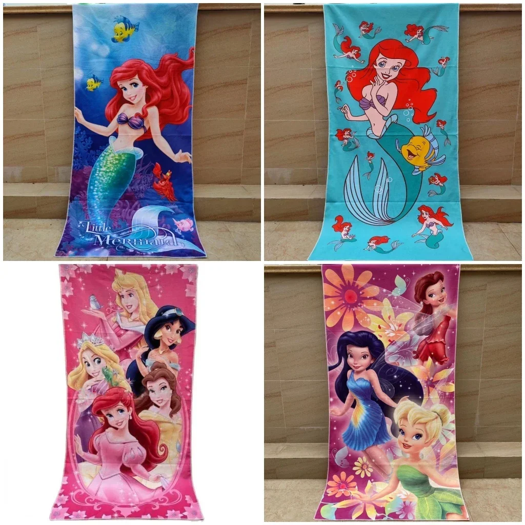  Princess Ariel Mermaid Belle Jasmine Flower Fairy Baby Bath Towels 75X150cm Microfibre Kids Adult Beach Swimming Towel